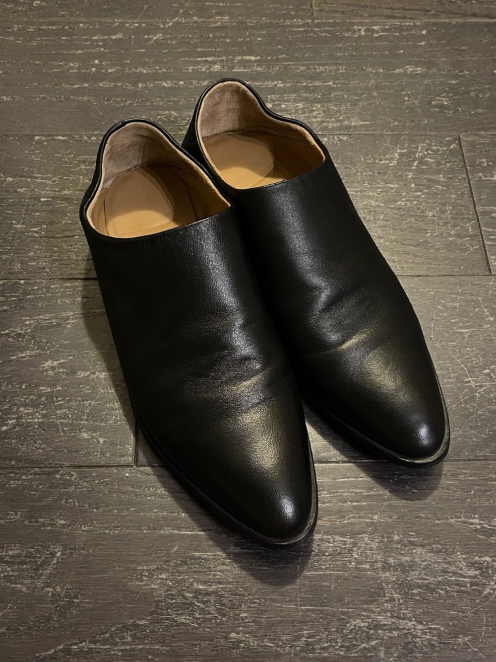 Everlane Women Black The Modern Babo Mule Flat Loafer leather US7.5 pointed toe